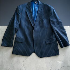 Paul Fredrick Navy Pinstripe 3 Piece Suit
